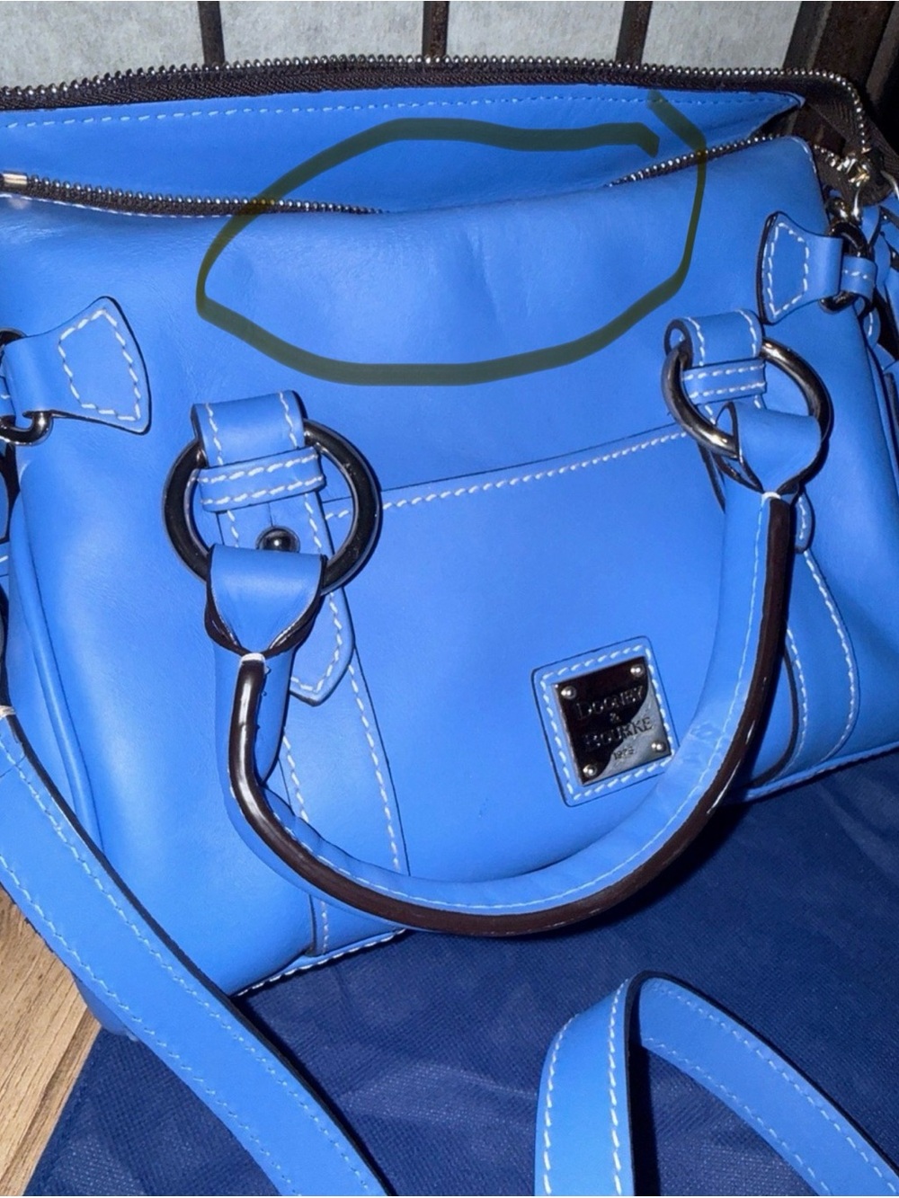 Dooney & Bourke Smooth Leather Sorrento Satchel - Marine Blue - Picture 13 of 15